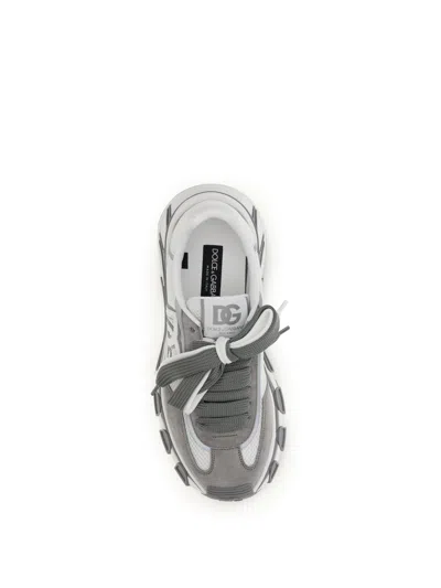 Dolce & Gabbana Dg Country Road Sneaker In Leather And Fabric In Gray