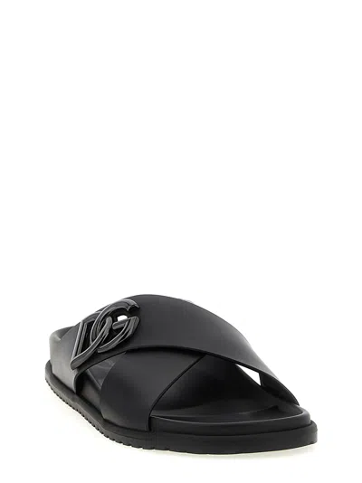 Dolce & Gabbana Luxurious Calfskin Sandals For Men In Black