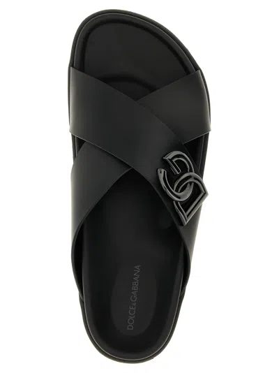 Dolce & Gabbana Luxurious Calfskin Sandals For Men In Black