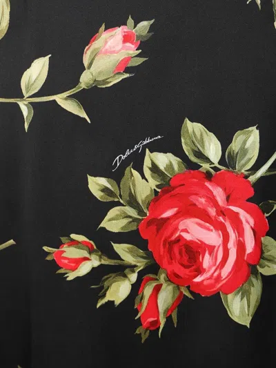 Dolce & Gabbana Women Black Dress With All-over Floral Print In Silk Woman In Multi