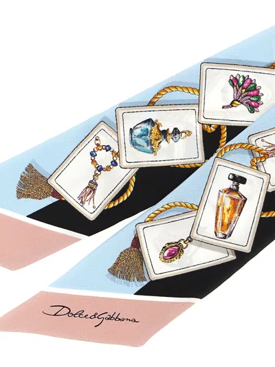 Dolce & Gabbana Silk Bandeau Scarf Printed Rectangular Design In Metallic