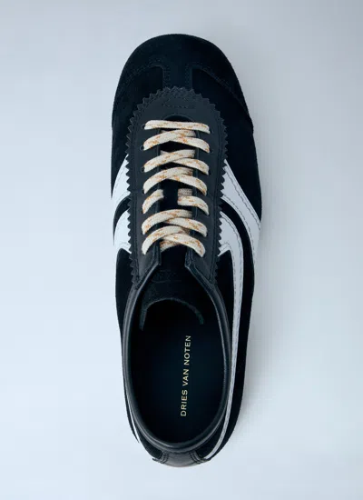 Dries Van Noten Sneakers Contrast Stitching Low Top Rubber Sole In Black