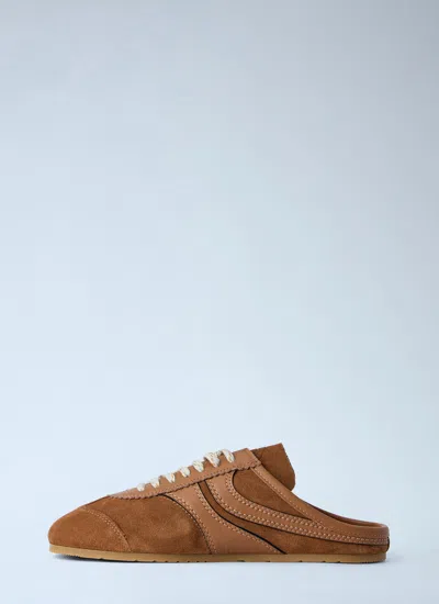Dries Van Noten Suede Mules Rubber Sole Stitch Detailing In Brown