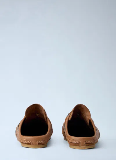 Dries Van Noten Suede Mules Rubber Sole Stitch Detailing In Brown