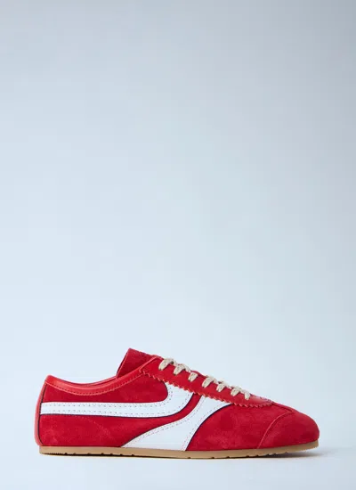 Dries Van Noten 70s Marathon Spirit Suede Low-top Sneakers In Red