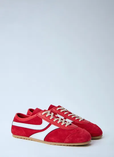 Dries Van Noten 70s Marathon Spirit Suede Low-top Sneakers In Red