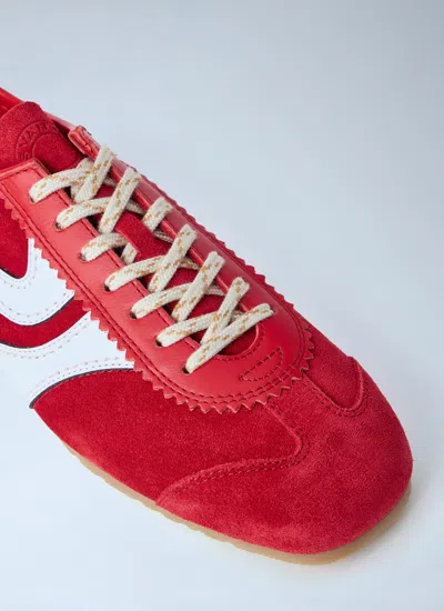 Dries Van Noten 70s Marathon Spirit Suede Low-top Sneakers In Red