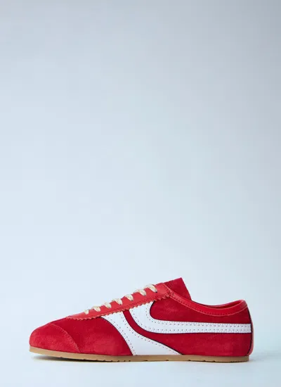 Dries Van Noten 70s Marathon Spirit Suede Low-top Sneakers In Red