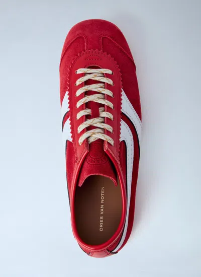 Dries Van Noten 70s Marathon Spirit Suede Low-top Sneakers In Red