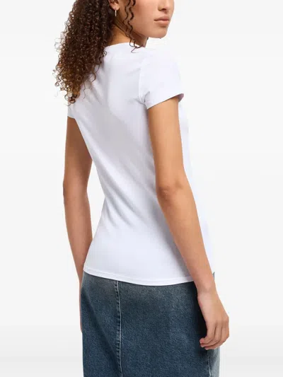 Armani Exchange Logo-embroidered T-shirt In White