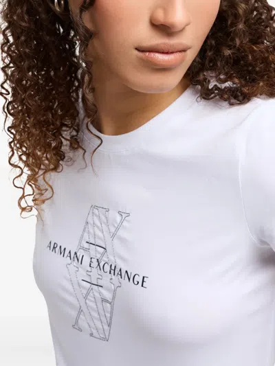 Armani Exchange Logo-embroidered T-shirt In White