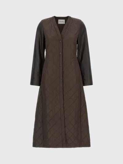 Max Mara Quilted Coat In Technical Fabric In Brown