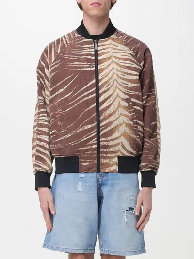 Just Cavalli Patterned Zip-up Jacket In Brown