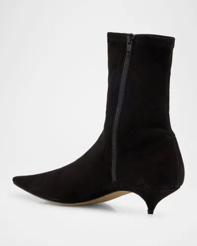 The Row Liisa Suede Kitten-heel Booties In Black