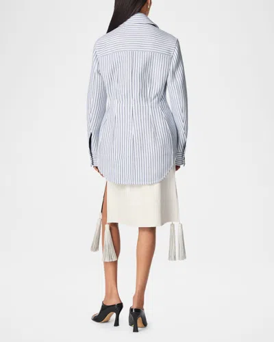 Bottega Veneta Structured Cotton Stripe Jacket In Multi