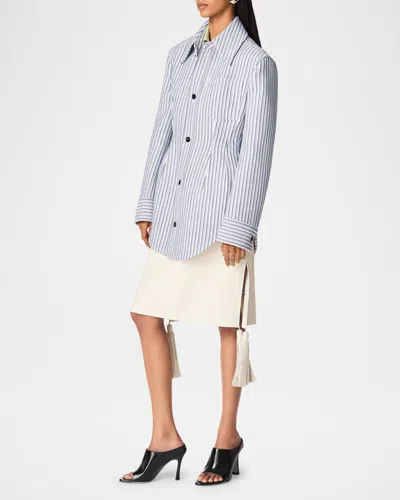 Bottega Veneta Structured Cotton Stripe Jacket In Multi