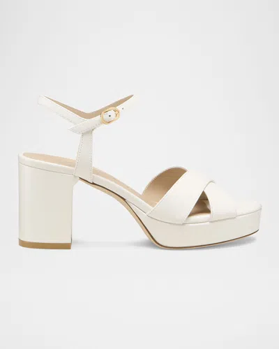 Stuart Weitzman Dayna Ankle Strap Platform Sandal In White