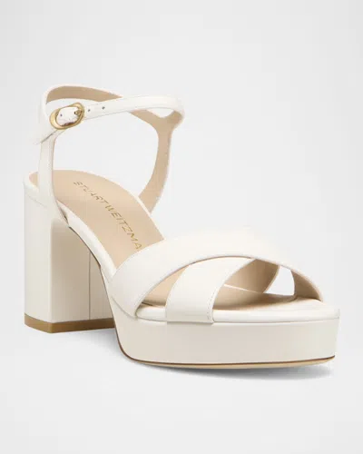 Stuart Weitzman Dayna Ankle Strap Platform Sandal In White