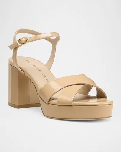 Stuart Weitzman Dayna Patent Crisscross Platform Sandals In Multi