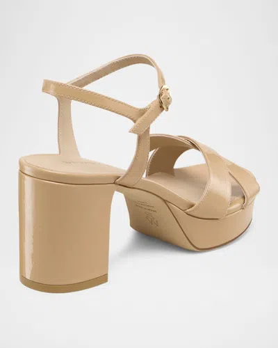 Stuart Weitzman Dayna Patent Crisscross Platform Sandals In Multi