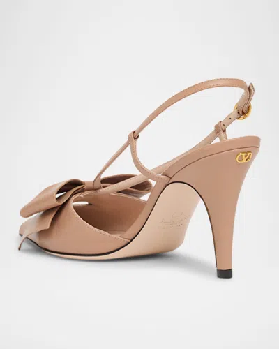 Valentino Garavani Valentino Bowow 85 Leather Slingback Pump In Brown