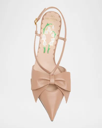 Valentino Garavani Valentino Bowow 85 Leather Slingback Pump In Brown