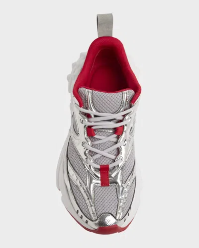 Christian Louboutin So Flo Metallic Leather-trimmed Mesh Sneakers In Silver