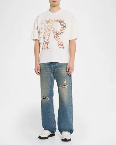 Represent Men & Apos;s Flutter Initial Distressed Boxy Fit T-shirt In White