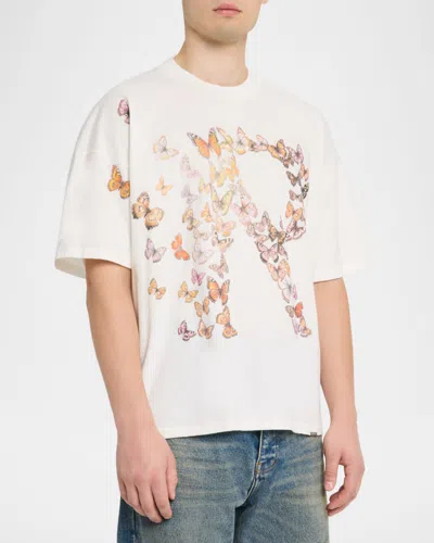 Represent Men & Apos;s Flutter Initial Distressed Boxy Fit T-shirt In White