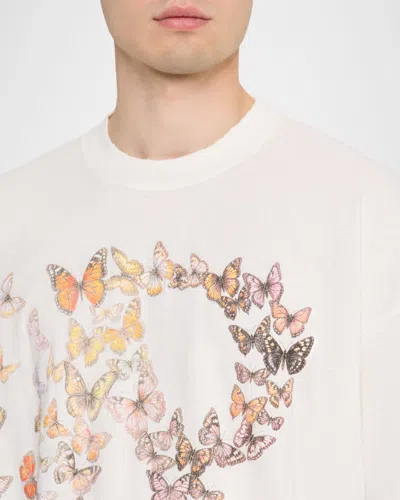 Represent Men & Apos;s Flutter Initial Distressed Boxy Fit T-shirt In White