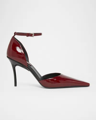 Alaïa D'orsay 90 Glossed Textured-leather Pumps In Red