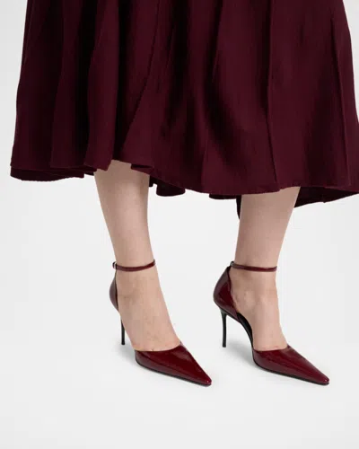 Alaïa D'orsay 90 Glossed Textured-leather Pumps In Red