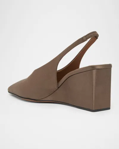 Alaïa Cube 75 Satin Slingback Wedge Pumps In Brown