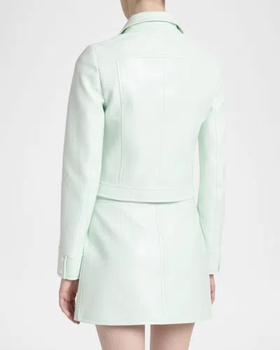 Courrèges Cropped Jacket With Glossy Patent Finish And Structured Collar In Green