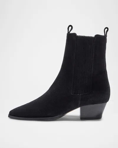 Aeyde Pointed Toe Ankle Boots With Elastic Side Panels In Black