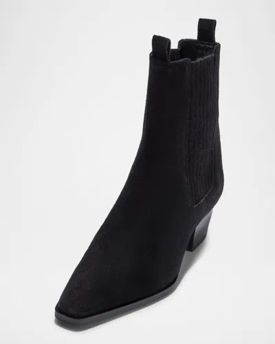 Aeyde Pointed Toe Ankle Boots With Elastic Side Panels In Black