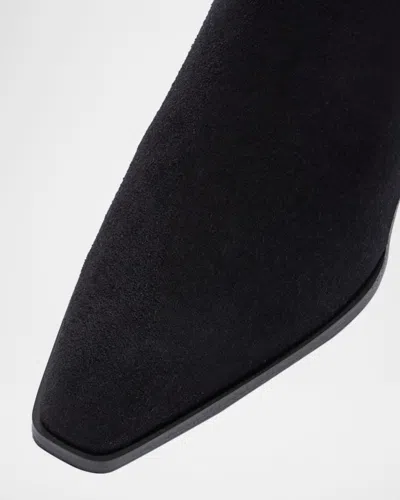 Aeyde Pointed Toe Ankle Boots With Elastic Side Panels In Black
