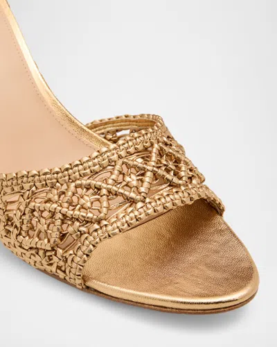 Veronica Beard 70mm Tia Macrame Metallic Leather Sandals In Gold