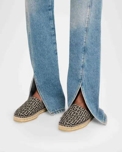 Balmain Men Espadrilles With Monogram Jacquard In Black