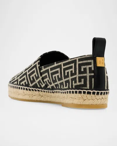 Balmain Men Espadrilles With Monogram Jacquard In Black