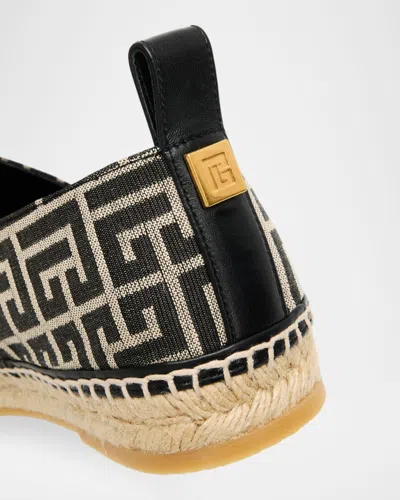 Balmain Men Espadrilles With Monogram Jacquard In Black