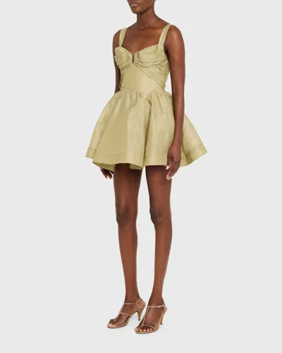 Zimmermann Rebellion Linen And Silk Organza Minidress In Animal Print