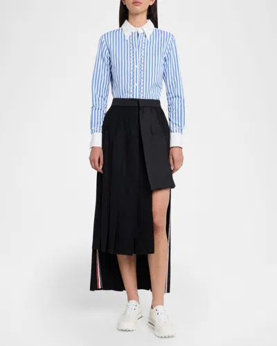 Thom Browne Soft Tech Leather Runner Sneakers In White