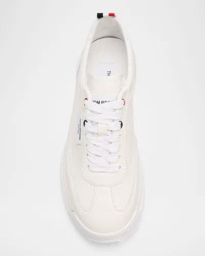 Thom Browne Soft Tech Leather Runner Sneakers In White