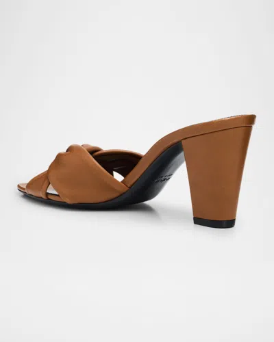 Saint Laurent Dark Macadamia Nappa Leather Franciane Mule Sandals In Multi