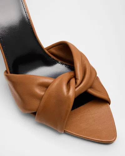 Saint Laurent Dark Macadamia Nappa Leather Franciane Mule Sandals In Multi