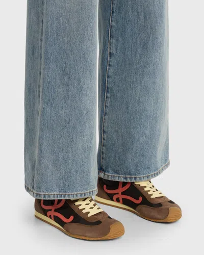 Loewe Ballet Runner 2.0 Suede-trimmed Sneakers In Burgundy