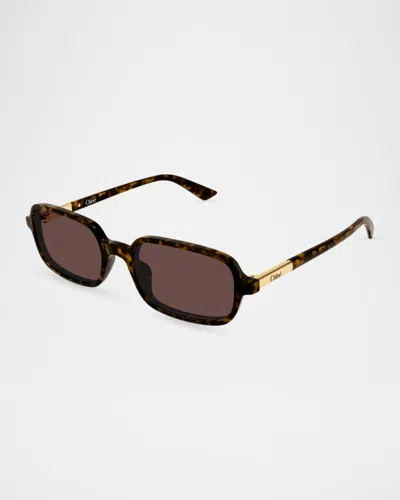 Chloé 53mm Acetate Rectangular Sunglasses In Brown