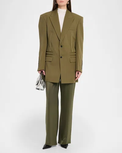 Christopher John Rogers Oversized Cinched-back Single-breasted Jacket In Green