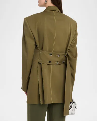Christopher John Rogers Oversized Cinched-back Single-breasted Jacket In Green